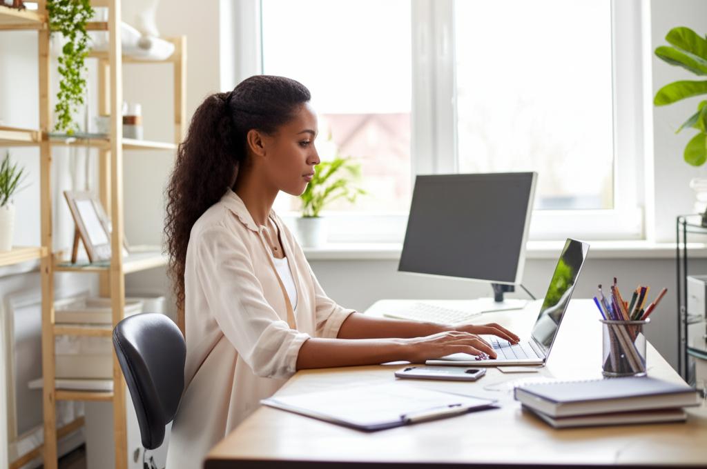 Virtual assistant working at a desk